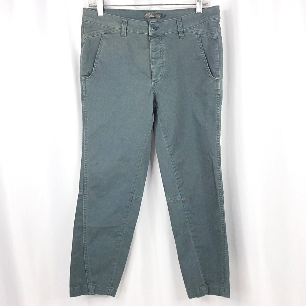 Prana Janessa Crop Pants Women's Size 8 Sage Green Organic Cotton Chino